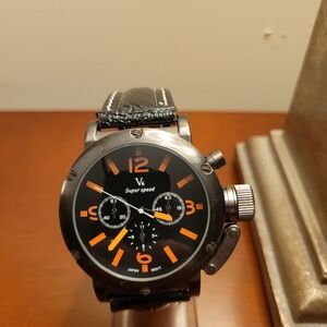 Brand New Black & Blood Orange V6 Super Speed Men's Watch